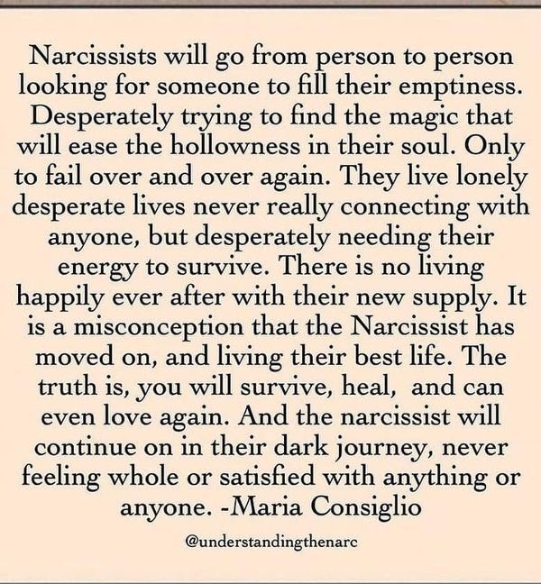 an image with the words narcissists will go from person to person