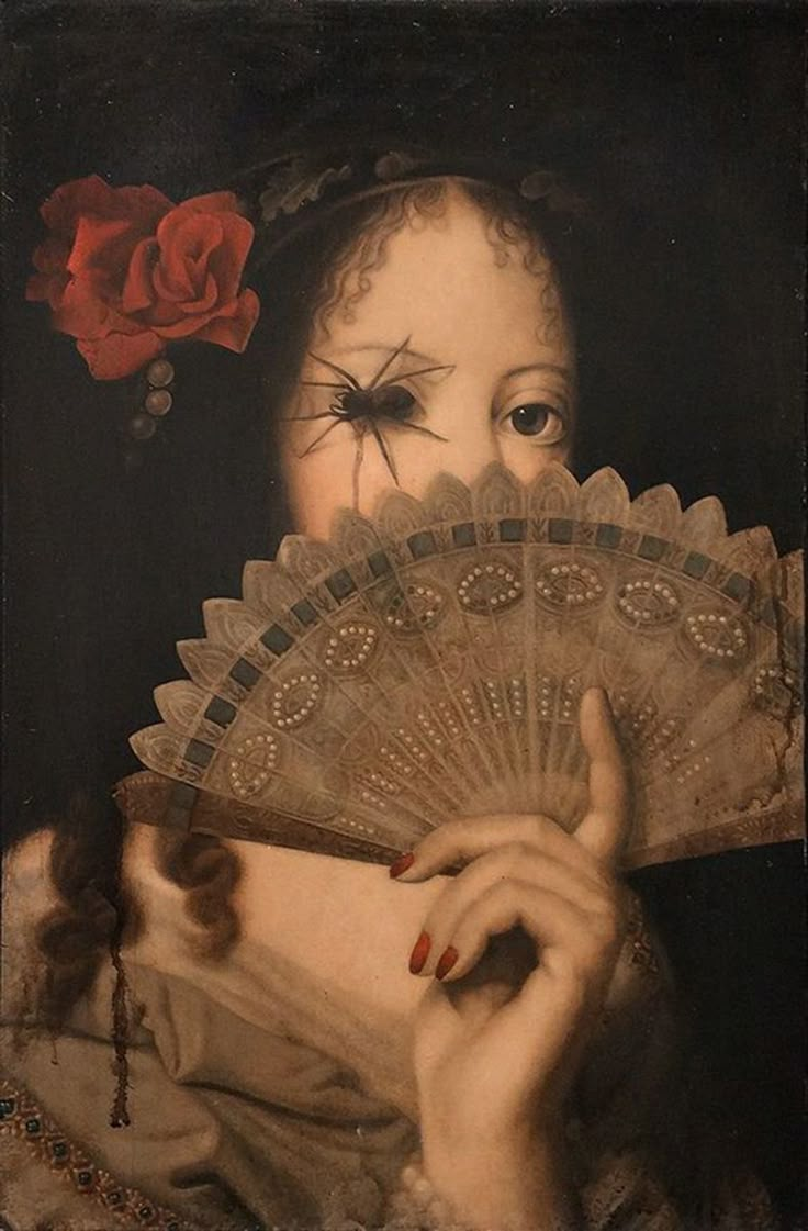 a painting of a woman holding a fan