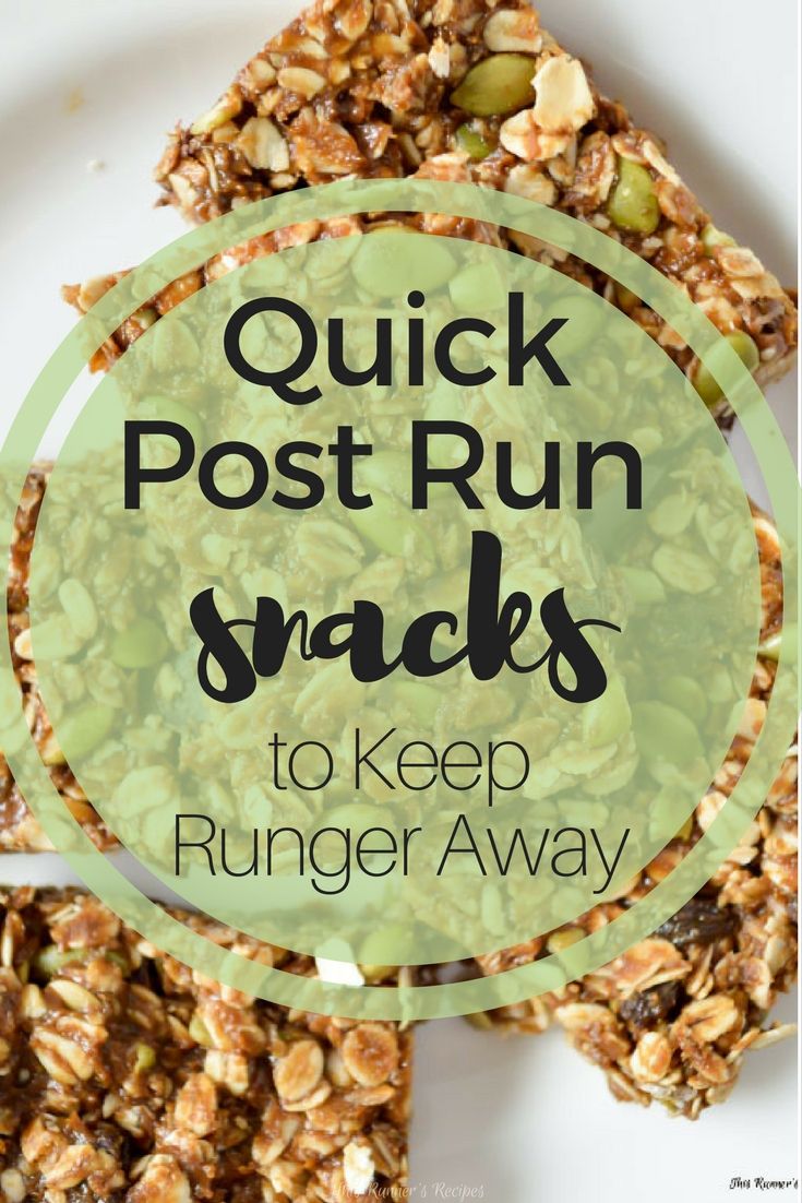 a white plate topped with granola and nuts next to the words quick post - run snacks