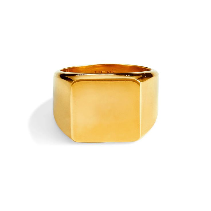 Square Signet Ring | Menē Luxury Yellow Gold Rectangular Signet Ring, Modern Square Gold Rings, Elegant Gold Square Rings, Elegant Square Gold Ring, Modern Square Ring With Polished Finish, Luxury Gold Signet Ring With Polished Edges, Modern Gold Square Signet Ring, Modern Square Cut Signet Ring With Polished Finish, Modern Gold Signet Ring With Polished Finish