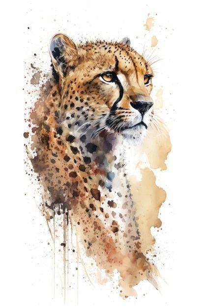 a watercolor painting of a cheetah