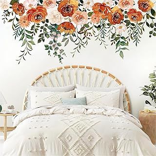 FALL wallpaper Wild Flower Wall Mural, Flower Themed Bedroom, Fall Flower Wall, Above Bed Wall Decor Boho, Wildflower Bedroom, Boho Wall Tapestry, Mural Stickers, Above Bed Wall Decor, Wall Decals Living Room