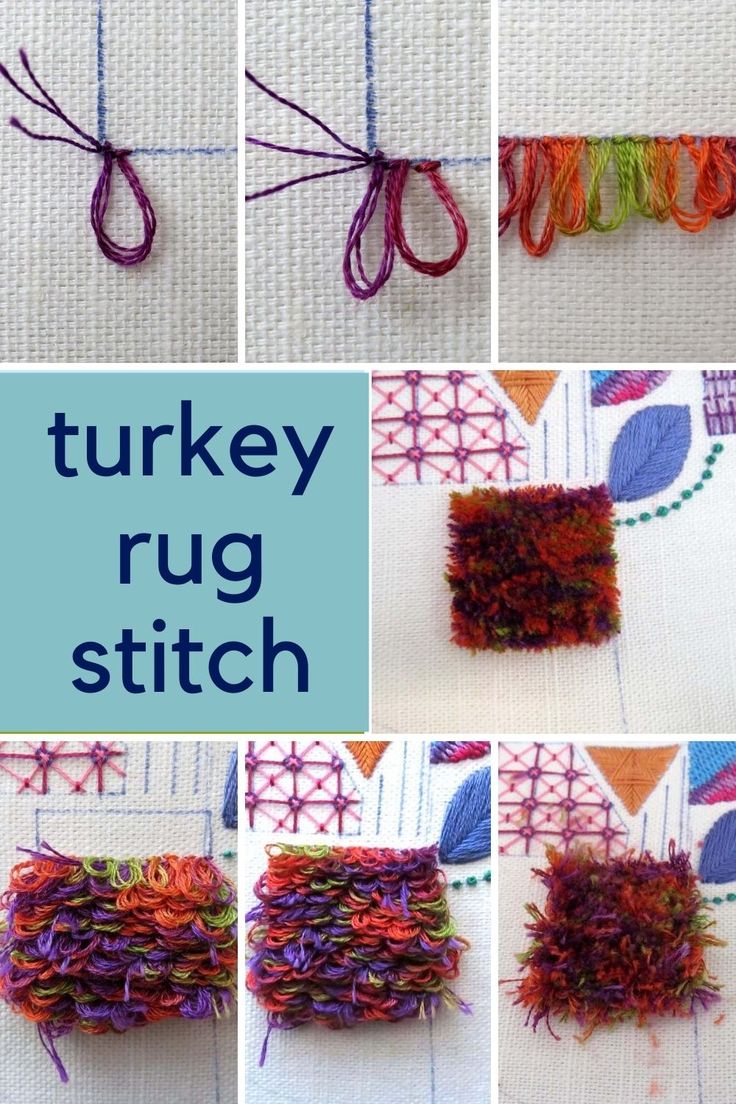 the instructions for how to make a turkey rug stitch