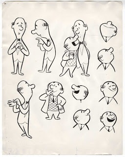 some cartoon characters are drawn in black ink on white paper, and each character has an individual