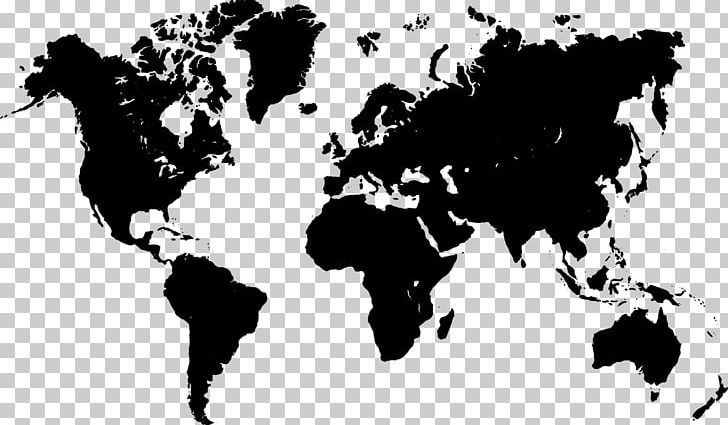 a black and white world map on a transparent background