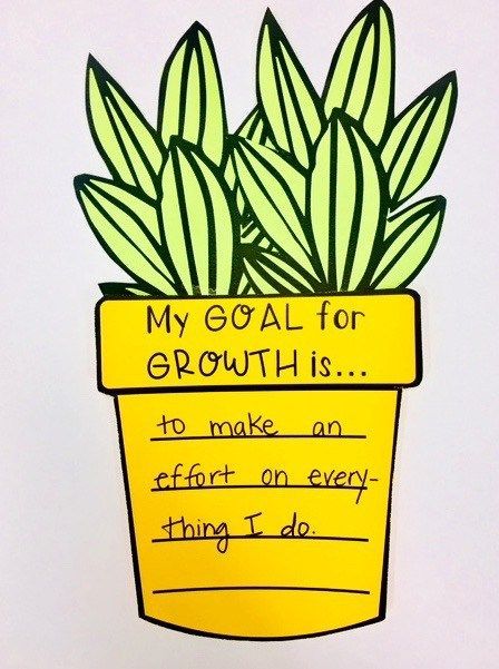 a handmade card with a potted plant and the words, my goal for growth is to make an effort on every thing i do