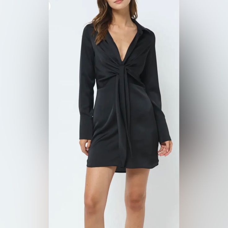 Heiress Beverly Hills Satin Shirt Mini Dress, Long Sleeve Cocktail Dress, Satin Mini Dress, Party Dress, Mini Black Dress Size- S Color- Black Condition- New With Tags Flaws- Small Line On One Of The Sleeves Hardly Noticeable See Pictures Long Sleeve Button Closure Beautiful Ruching Detail 100% Polyester ***Please Note I Do Not Accept Returns Due To Sizing Issues. Look At All Pictures As They Are Part Of The Description, Ask Any Question Before Purchasing*** Elegant V-neck Shirt Dress For Evening, Fitted V-neck Shirt Dress For Party, Black V-neck Shirt Dress For Formal Occasions, Fitted Black V-neck Shirt Dress, Flirty Long Sleeve Formal Dress, Fitted Long Sleeve Shirt Dress For Cocktail, Black V-neck Shirt Dress For Formal Events, Elegant Mini Shirt Dress For Date Night, Chic Fitted Shirt Dress For Party