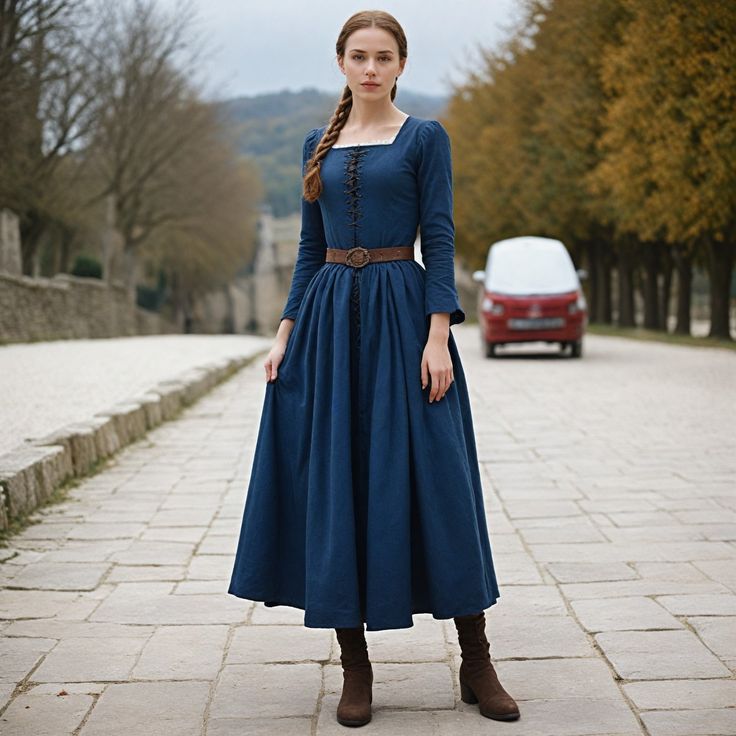 Tauchen Sie ein in die Vergangenheit mit unserem Women Viking Lace-Up Summer Dress, einem Kleidungsstück, das historische Inspirationen nahtlos mit modernem Stil verbindet. Dieses Kleid wurde mit einem Fokus auf Authentizität gefertigt und verfügt über eine Schnürung vorne, die einen Hauch von mittelalterlichem Charme verleiht und es perfekt für Renaissance Messen, Piratennachstellungen und thematische Veranstaltungen macht. Das atmungsaktive Gewebe sorgt für Komfort und ist somit eine ideale Wa Victorian Dress Ideas, Medieval Dress Pattern Free, Navy Blue Dress Winter, Blue Witch Outfit, Modern Historical Fashion, Medieval Inspired Outfits, Midevil Outfits, Pirate Dresses, Medival Outfits Woman