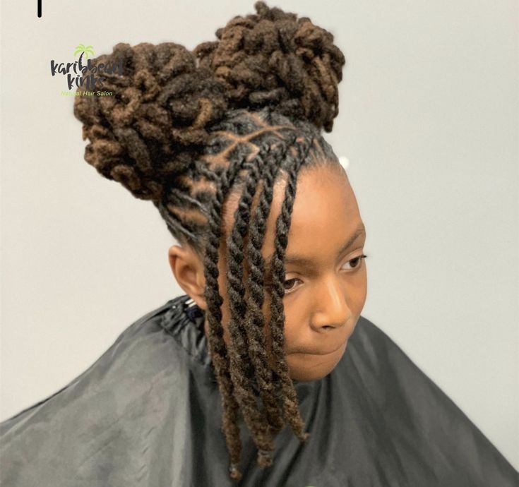 Locs In Two Ponytails, 2 Bun Loc Style, Long Dreads Styles For Women Black Loc Hairstyles, Pigtail Loc Styles, Hair Styles For Locs Dreadlocks, Dreadlock Ponytail Hairstyles Women, Curled Loc Styles, Locs Hairstyles Ponytails, Girl Dreads Styles