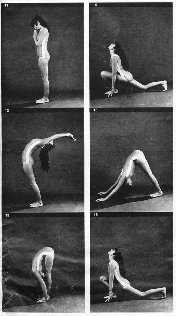 four different poses of a woman doing yoga