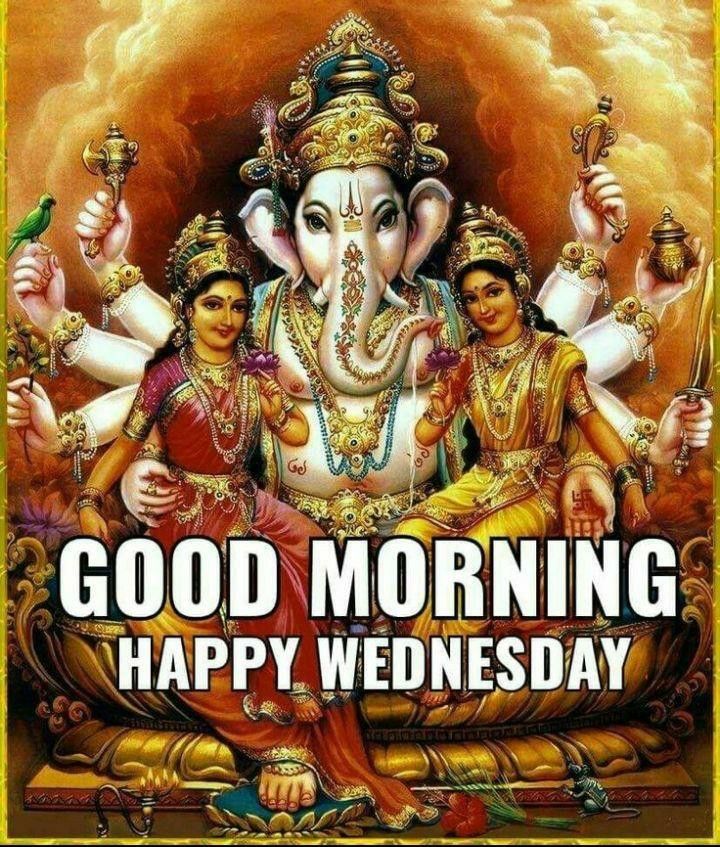 an image of lord ganesha with the words good morning happy wednesday