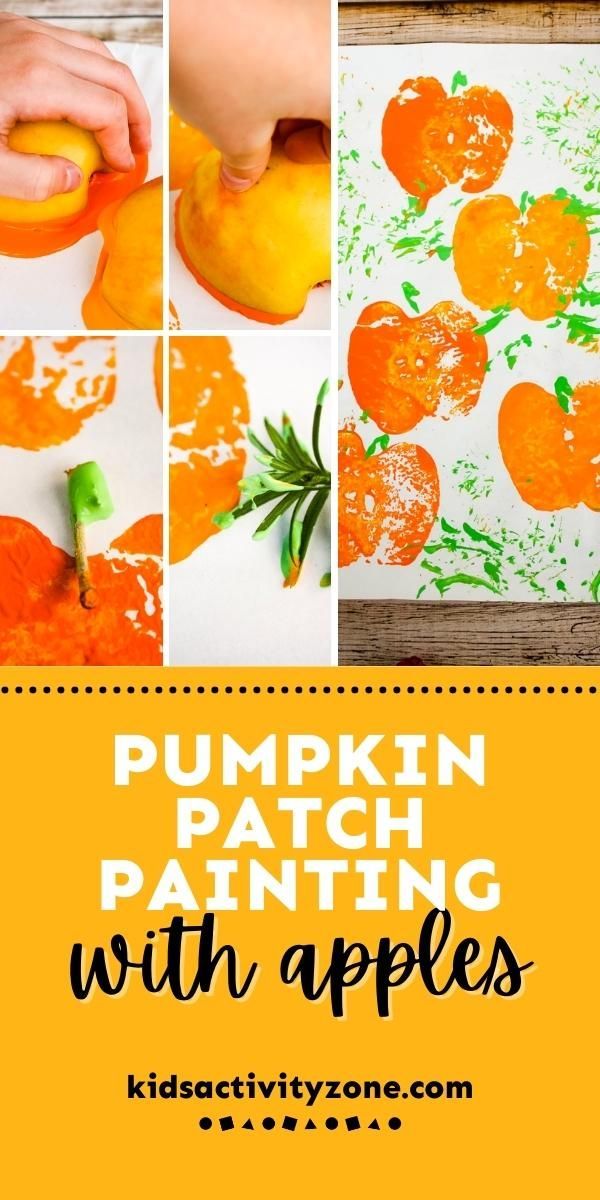 pumpkin painting with apples for kids