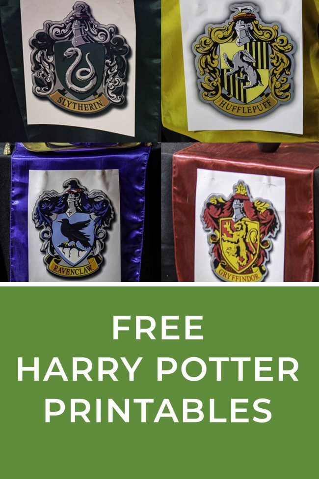 harry potter house flag with the words free harry potter printables