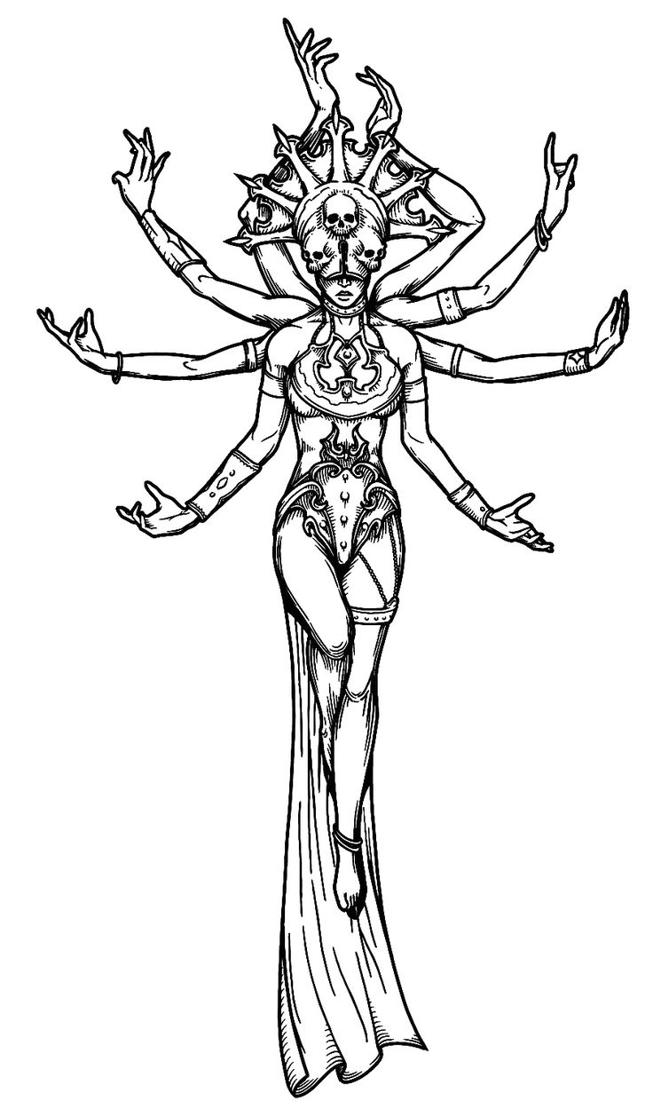 a drawing of a woman with many arms and legs