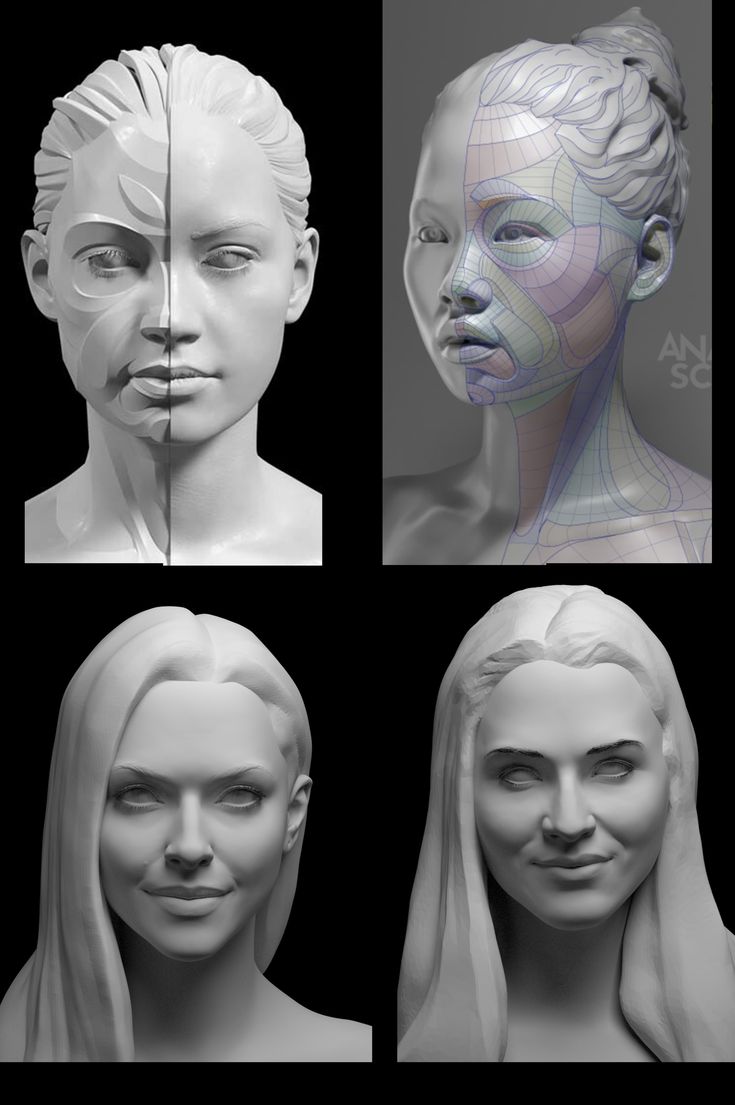 four different angles of the face of a woman