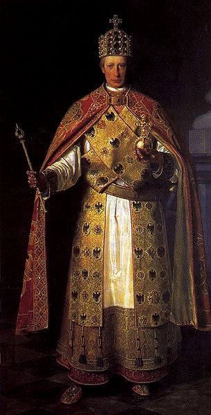 a painting of a man dressed in gold and wearing a crown