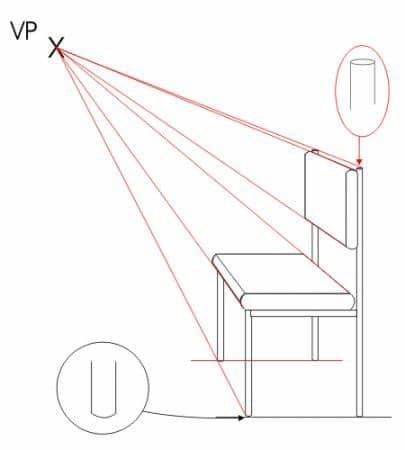 the drawing shows how to draw a chair