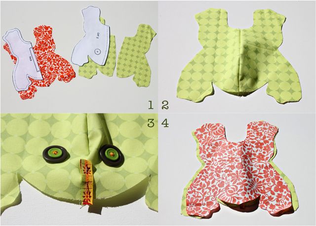 four different images of baby bibs and ones made out of cloths with buttons