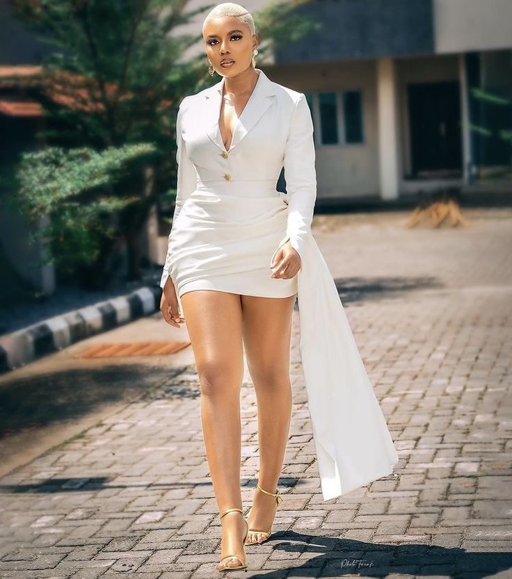 Midi Birthday Dress, Civil Wedding Dress Midi, White Party Outfits, African Midi Dress, Wedding Dress Midi, Nancy Isime, Civil Wedding Dress, All White Party Outfits, White Party Outfit