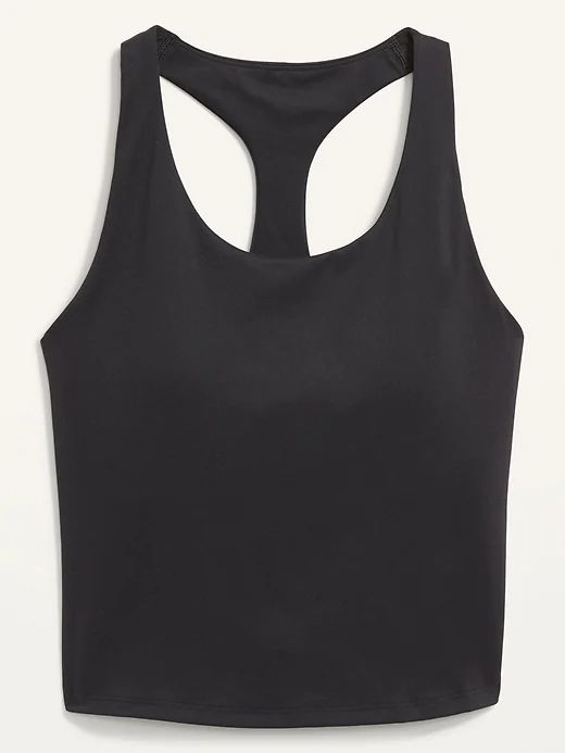 PowerSoft Cropped Shelf-Bra Tank Top for Women | Old Navy Cheap Sleeveless Activewear With Built-in Bra, Affordable Sleeveless Summer Activewear, Affordable Trendy Tank Top With Built-in Bra, Cheap Fitted Tank Top With Lined Body, Cheap Black Moisture-wicking Tops, Affordable Black Crop Top For Yoga, Cheap Sports Camisole With Built-in Bra, Cheap Racerback Activewear With Built-in Bra, Cheap Camisole With Built-in Bra For Gym