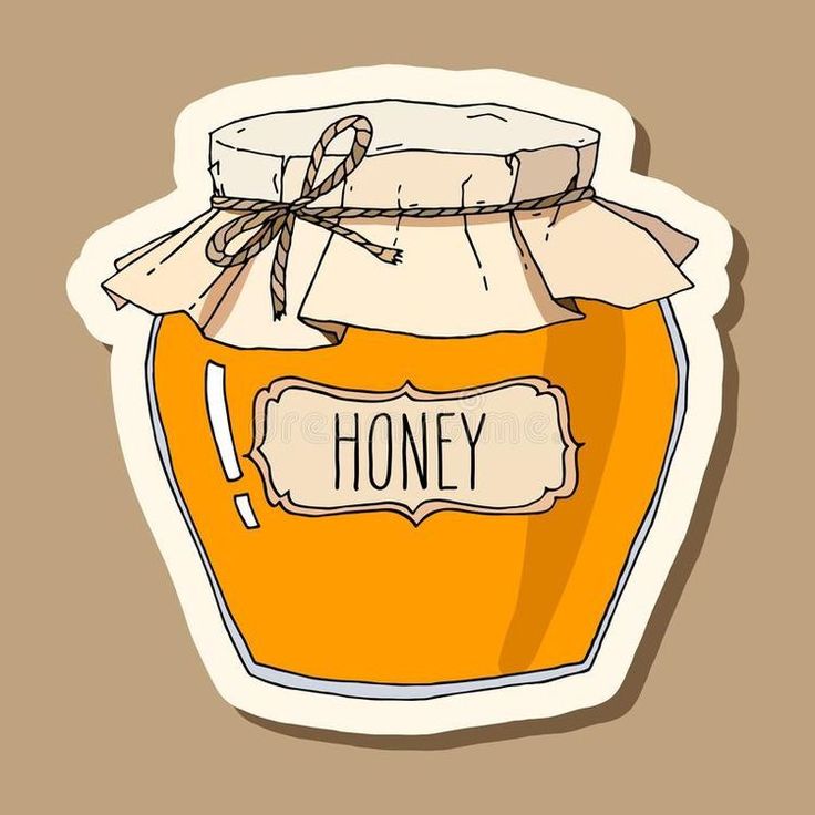 a jar of honey sticker on a brown background royalty illustration