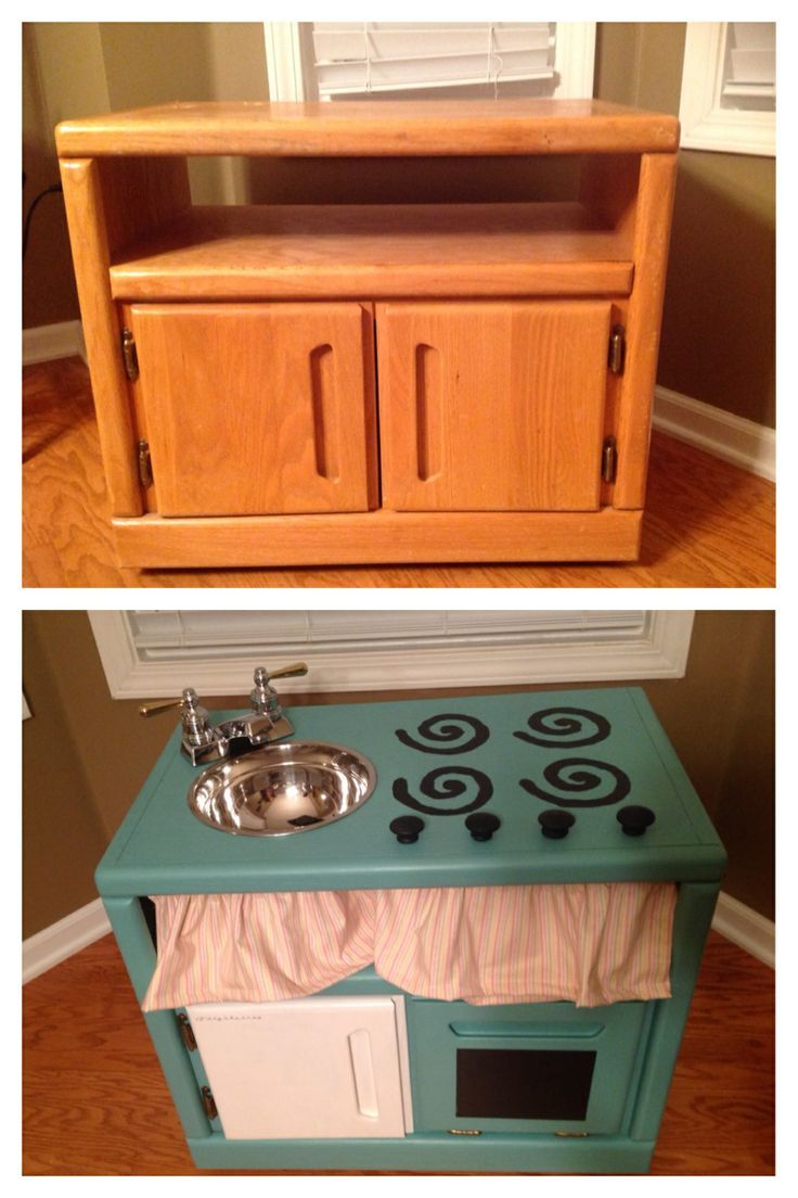 an old stove has been transformed into a kid's play kitchen