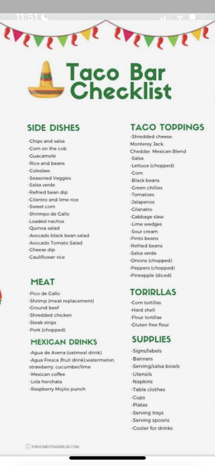 the taco bar checklist