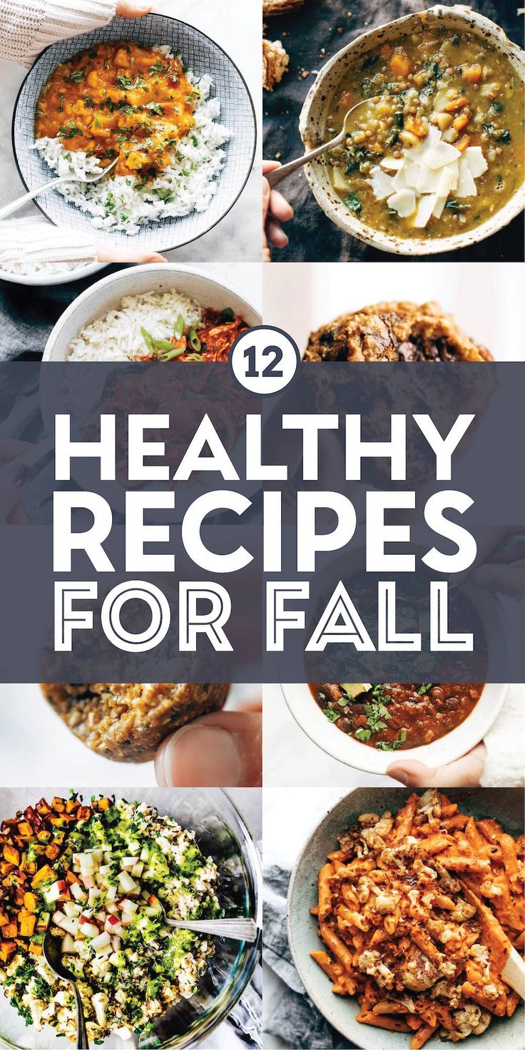 twelve healthy recipes for fall with text overlay