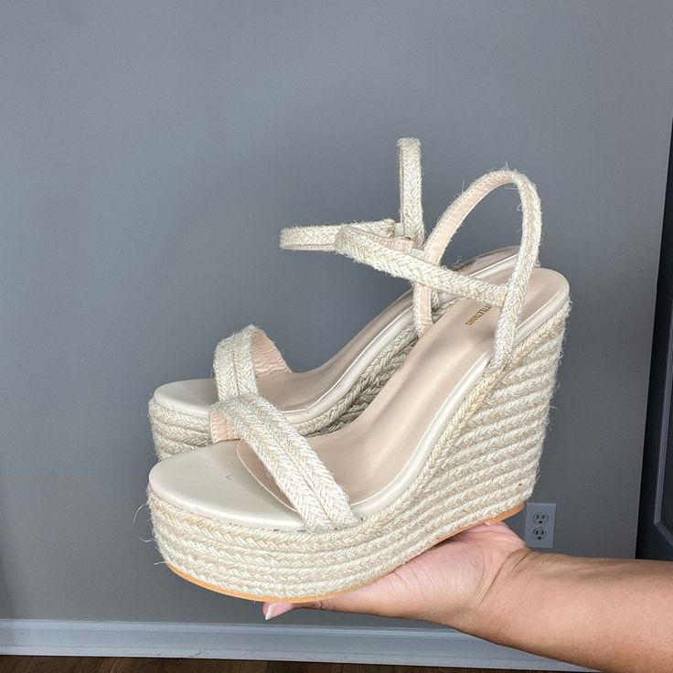 Reposhing This Item I Purchased. Loved It, But Ready To Rotate For Something New. Brand New Never Worn! Questions? Leave A Comment Below! White Espadrilles Wedges, Pink Wedge Heels, Black Espadrilles Wedges, Gold Espadrilles, White Espadrilles, Pink Wedges, Nude Wedges, White Studs, White Wedges