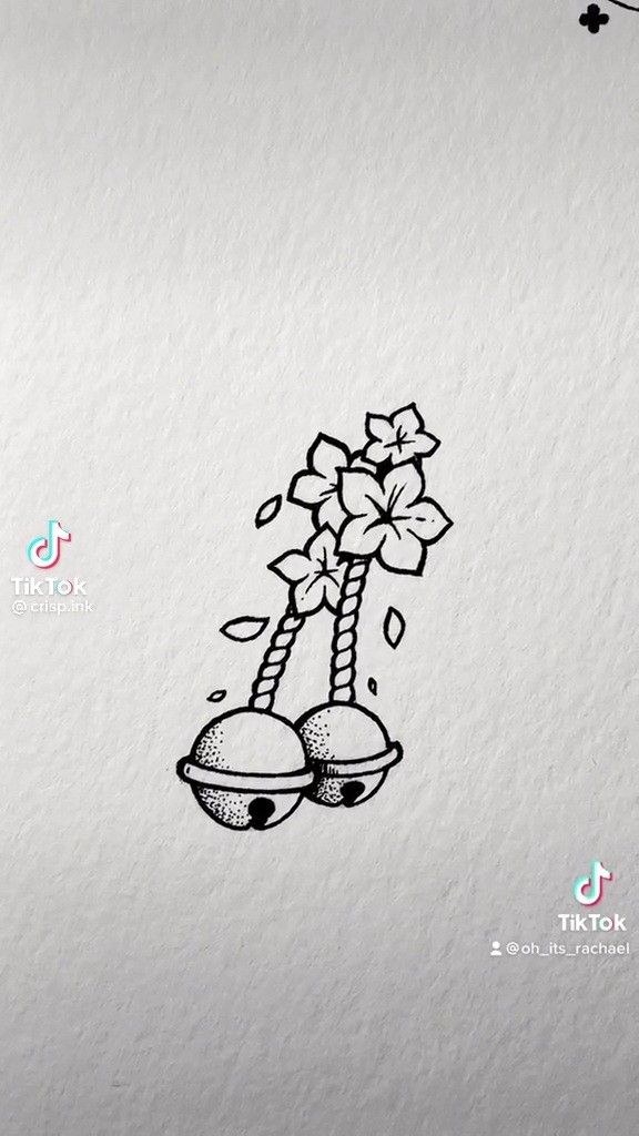 a drawing of a flower and two balls