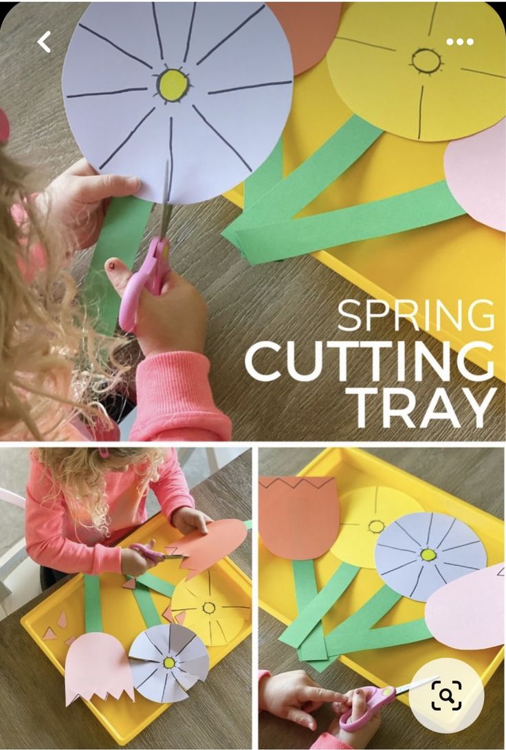 a collage of pictures showing how to make paper flowers and cut them out with scissors