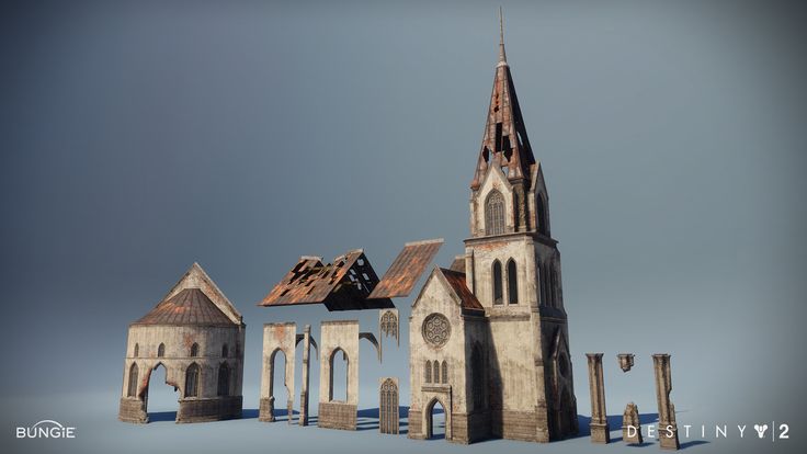 an old church is shown in this 3d image