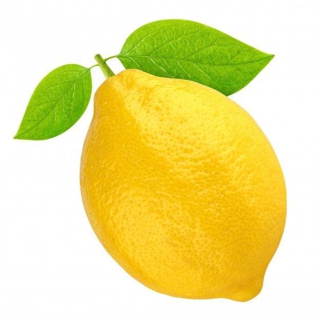 a yellow lemon with green leaves on it