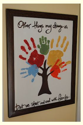 this is an image of a family tree with handprints on the front and back