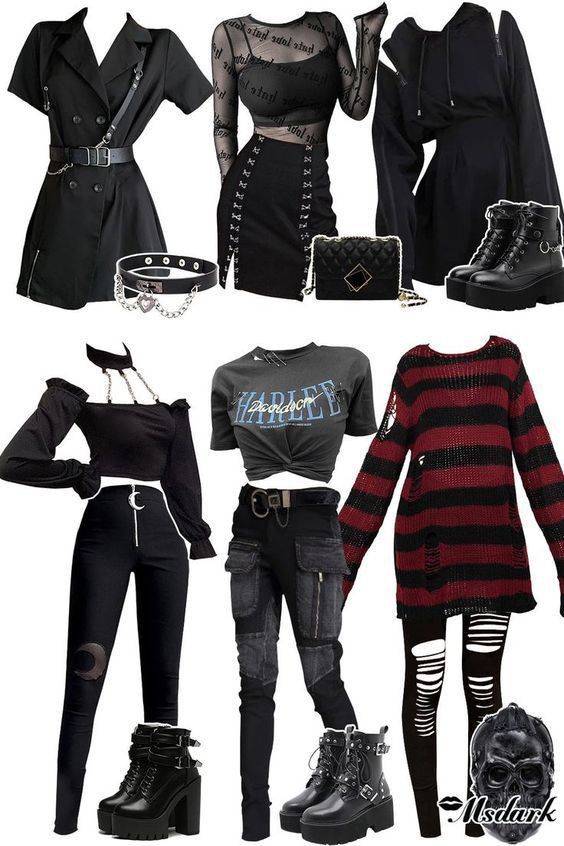 Egirl Style Outfits, Goth Looks Outfits, Emo Clothes Aesthetic, Dark Outfits Aesthetic, Cute Emo Clothes, Emo Clothing Ideas, Cute Egirl Outfits, Estilo Egirl, Goth Style Outfits