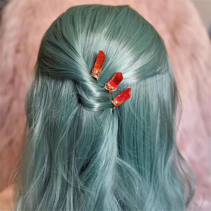 Perfect hair accessories to fill your aura Hair Rings Crystals, Witchy Wedding, Mermaid Hair Accessories, Gem Hair, Ponytail Updo, Hair Diy, Herbal Tea Blends, Crystal Hair Pins, Aura Crystals