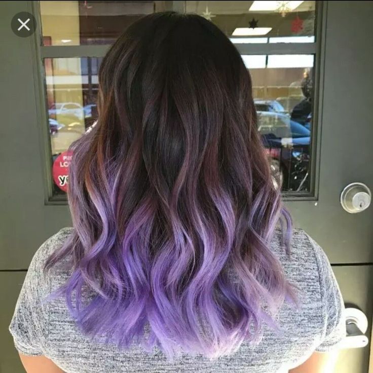 Color In Dark Brown Hair, Purple Hair Tips, Ombre Hair Ideas, Purple Balayage, Underlights Hair, Feminine Urge, Purple Ombre Hair, Dyed Hair Pastel, Dyed Hair Purple