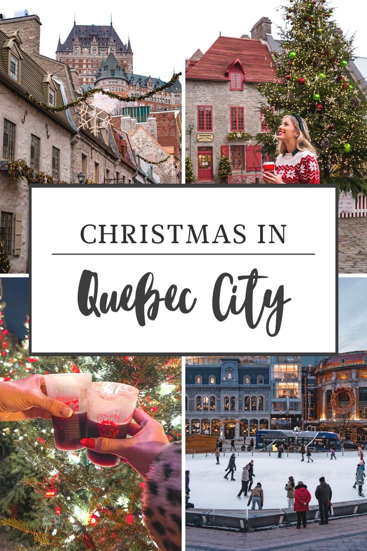 christmas in quebec city, canada with text overlay