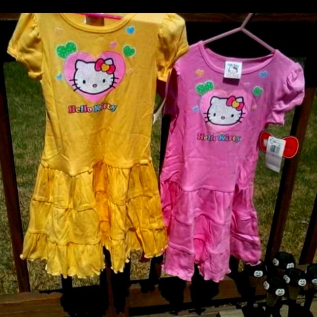 From The Hollywood Hello Kitty Boutique. Pink Or Yellow. Nwt. I Shouldn't Have Selected That Color For The First Picture, They Are Not That Shade. They Look Just Like The Other Picture. And They Are Only Wrinkled From Being In The Packages. Easy Care, Soft Material. I Always Hang All Of Our Dresses/Tops To Dry And Never Deal With Wrinkles. I Will Always Combine Shipping And Consider Reasonable Offers. Playful Cotton Dress With Hello Kitty Print, Playful Yellow Short Sleeve Dress, Fun Yellow Cotton Dress, Spring Cotton Dress With Hello Kitty Print, Cute Short Sleeve Dresses With Hello Kitty Print, Casual Hello Kitty Print Dress For Spring, Hello Kitty Dress, Kitty Clothes, Hollywood Dress