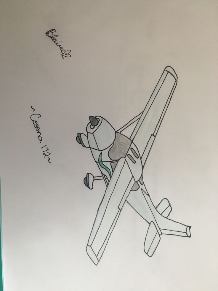 a drawing of a person riding an airplane