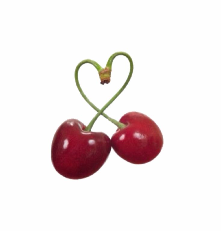 two cherries shaped into the shape of a heart