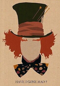 a man with red hair wearing a top hat and bow tie, has the words have i gone mad?