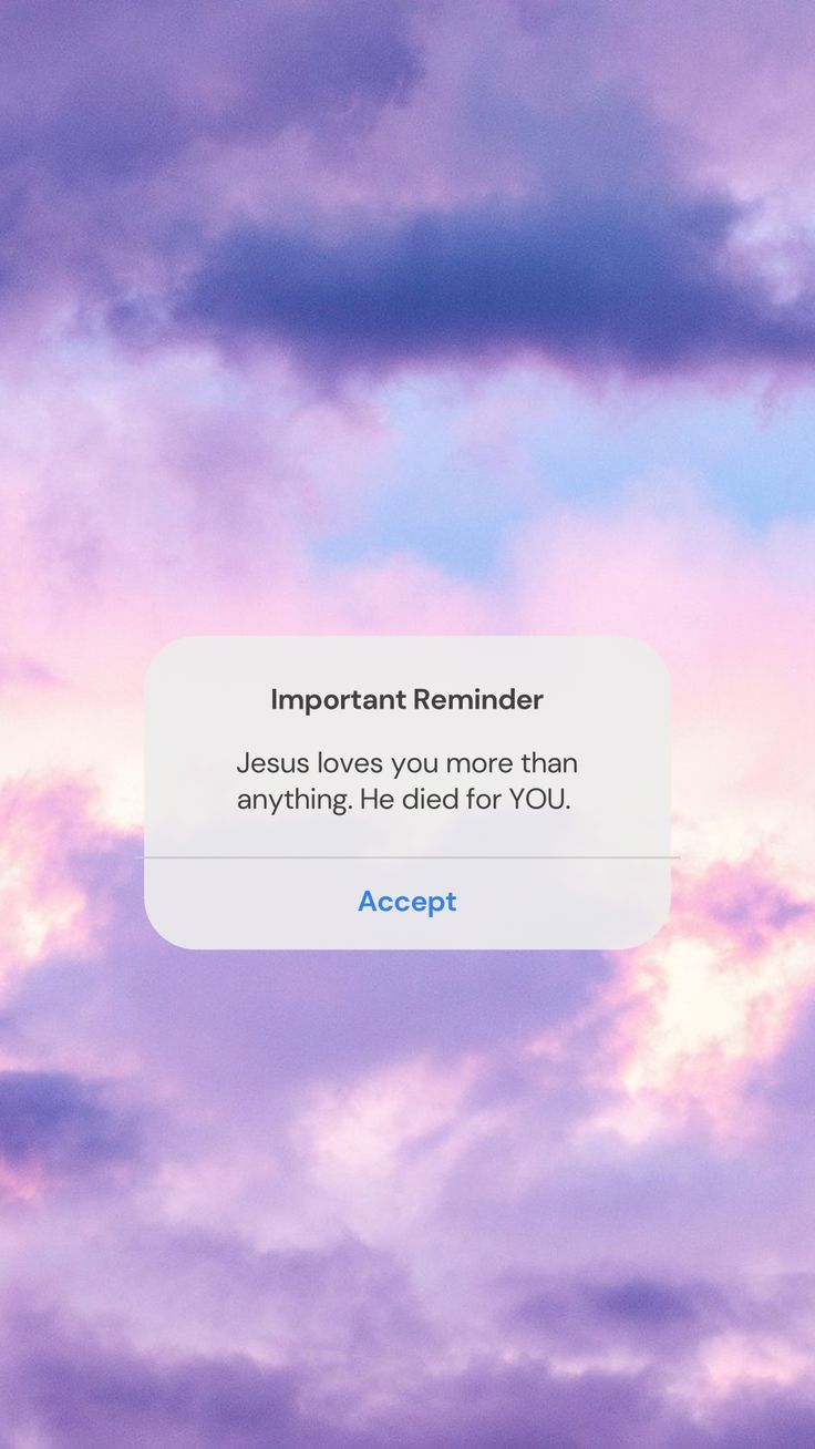 the sky is filled with purple clouds and there is a message in the center that says, important reminder jesus loves you more than anything else