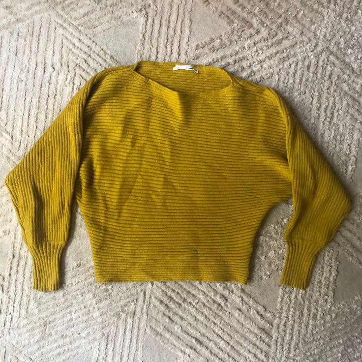 Anthropologie Mustard Dolman Sweater Size Xs. Never Worn, But Fabric Has Some Minor Pulls Mustard Long Sleeve Sweater For Spring, Fitted Gold Sweater For Spring, Casual Gold Sweater For Spring, Casual Gold Top For Fall, Casual Gold Tops For Fall, Mustard Fitted Sweater For Spring, Fitted Mustard Sweater For Spring, Trendy Mustard Long Sleeve Sweater, Spring Yellow Ribbed Sweater