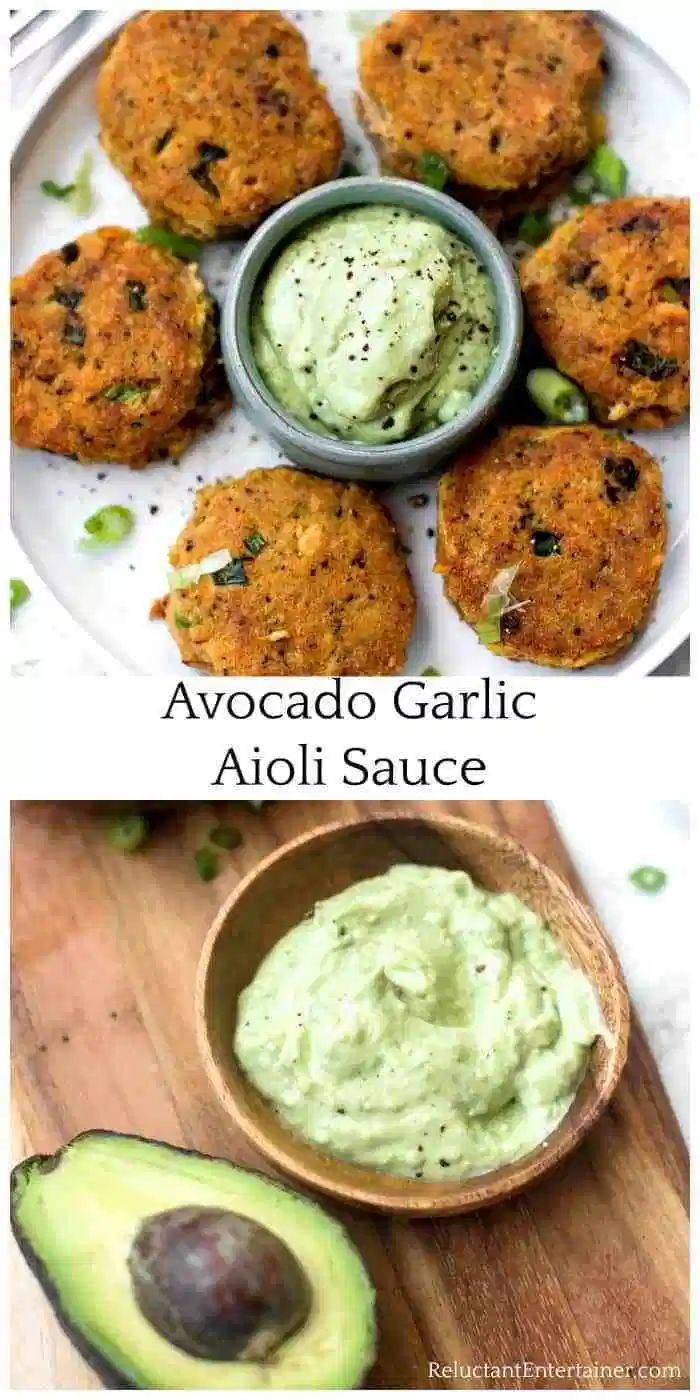 avocado and garlic aioli sauce on a plate