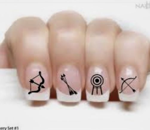 Music Note Nails, Arrow Nails, Nail Art Wheel, Sports Nails, Bow Nail Art, Bow Nail, Archery Accessories, Bow Arrows, Colorful Nail Designs