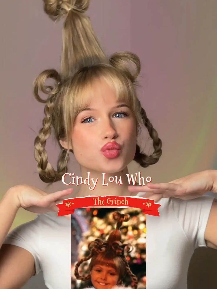 CINDY LOU WHO HAIRSTYLE | Video published by brianabappert | Lemon8 Cindy Loo Hoo Hair, Cindy Lou Hair Tutorial, How To Do Cindy Lou Who Hair, Diy Cindy Lou Who Hair, Cindy Lou Who Hairstyle Diy, Cindy Lou Who Costume Diy Women, Cindy Lou Who Hair Tutorial, Cindy Loo Hoo, Cindy Lou Hair