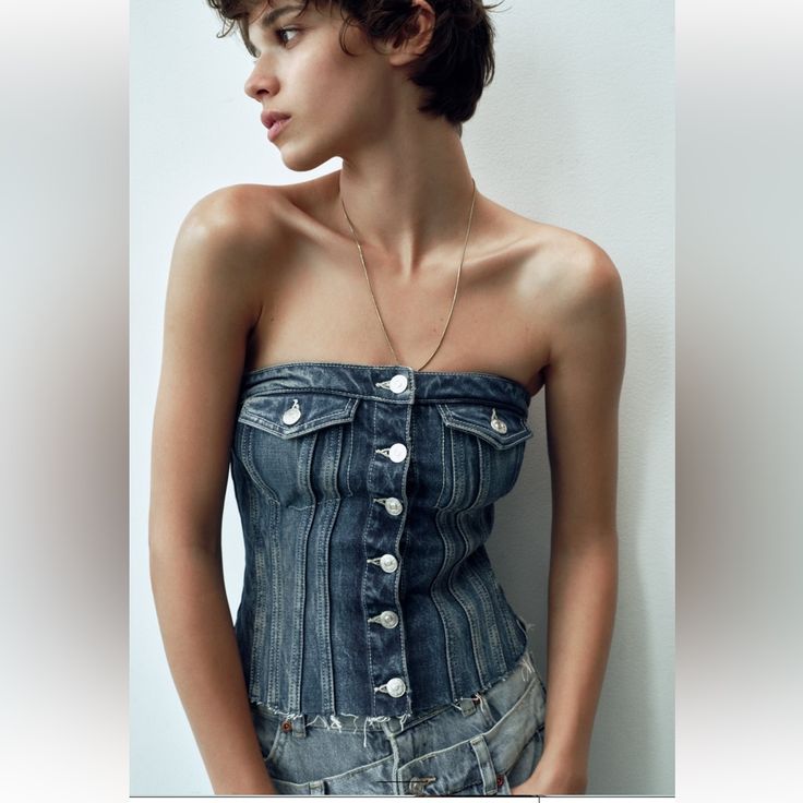 Questions? Leave A Comment Below! Runs Small Chic Fitted Denim Top For Summer, Chic Fitted Summer Denim Top, Fitted Medium Wash Jeans For Summer, Blue Fitted Denim Top For Summer, Summer Casual Fitted Denim Top, Casual Fitted Denim Top For Summer, Fitted Casual Denim Top For Summer, Fitted Blue Denim Top For Summer, Chic Denim Top With Button Closure For Summer