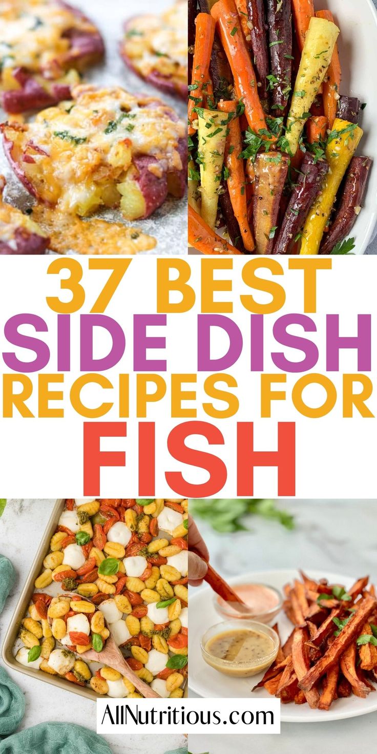 the best side dish recipes for fish and other seafood dishes are featured in this collage