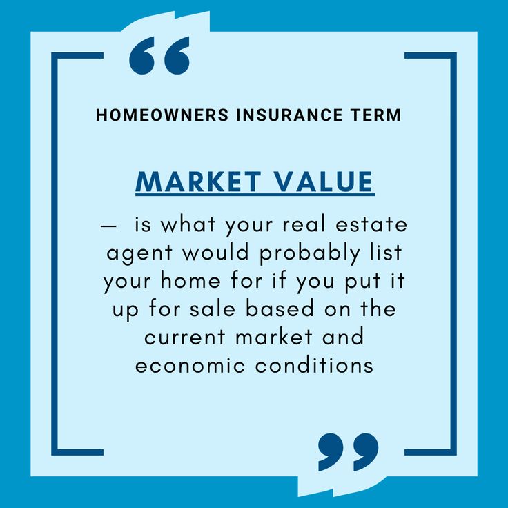 a blue square with the words homeowners insurance term market value